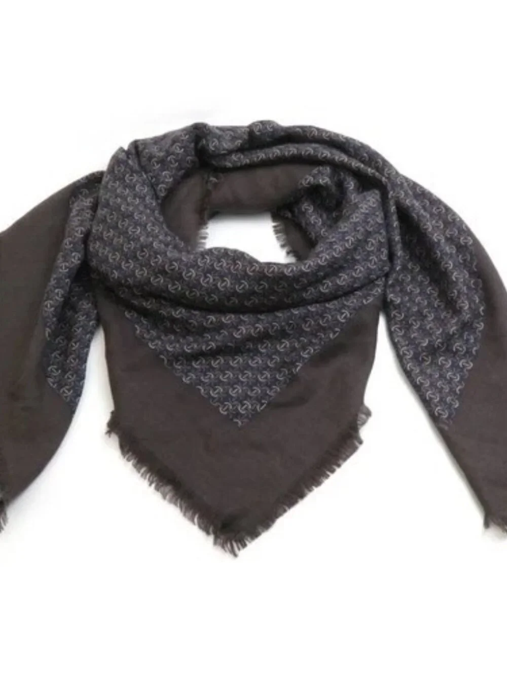 Auth HERMES Stole Shawl Scarf Charcoal Gray/Blue Cashmere/Silk - e61198a - Picture 2 of 8
